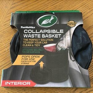 Collapsible Waste Basket by TurtleWax Attached Securely to Car Surfaces NEW